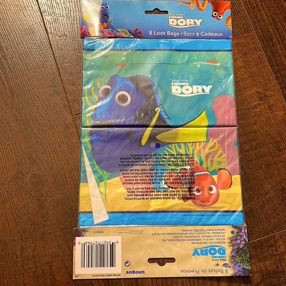 16~Disney Pixar Finding Dory Loot Bags, Great for Birthday favor & candy